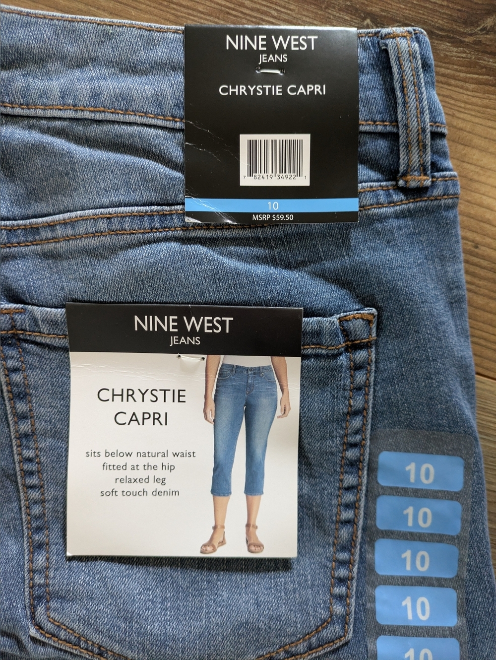 Nine West Chrystie Capri Diana Medium Wash Denim Jeans Women's 10 - Picture 4 of 9